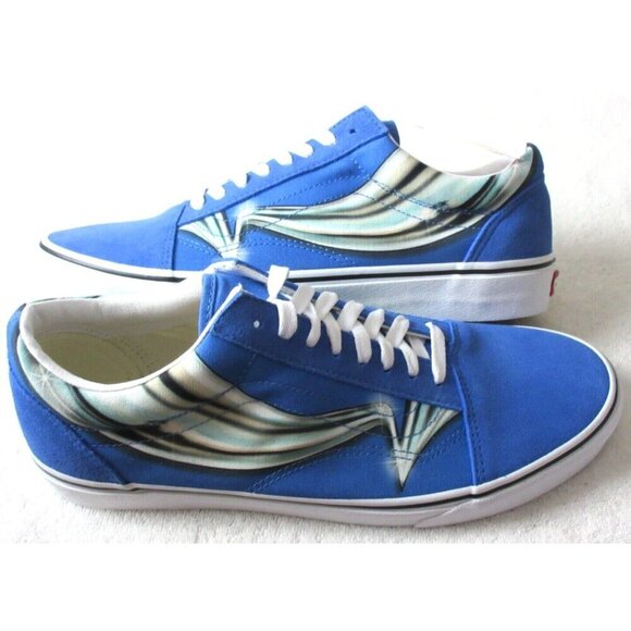 Vans Men\'s Old Skool Warp Nebulas Blue Chrome Suede Canvas Shoes Sizes NIB